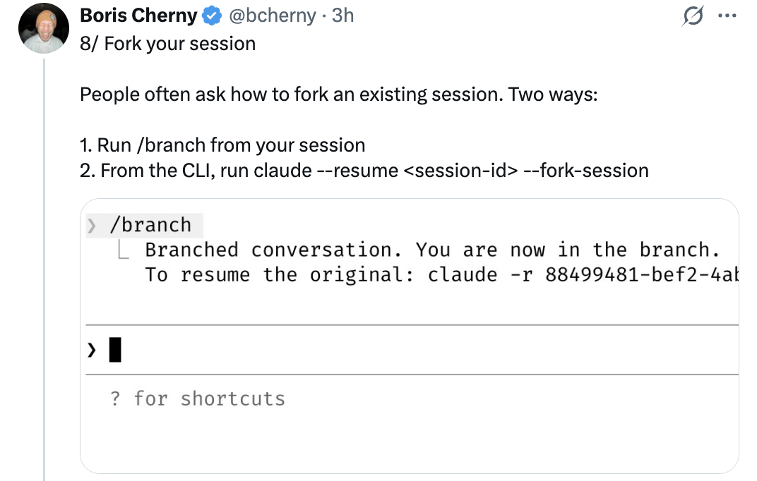 Fork your session