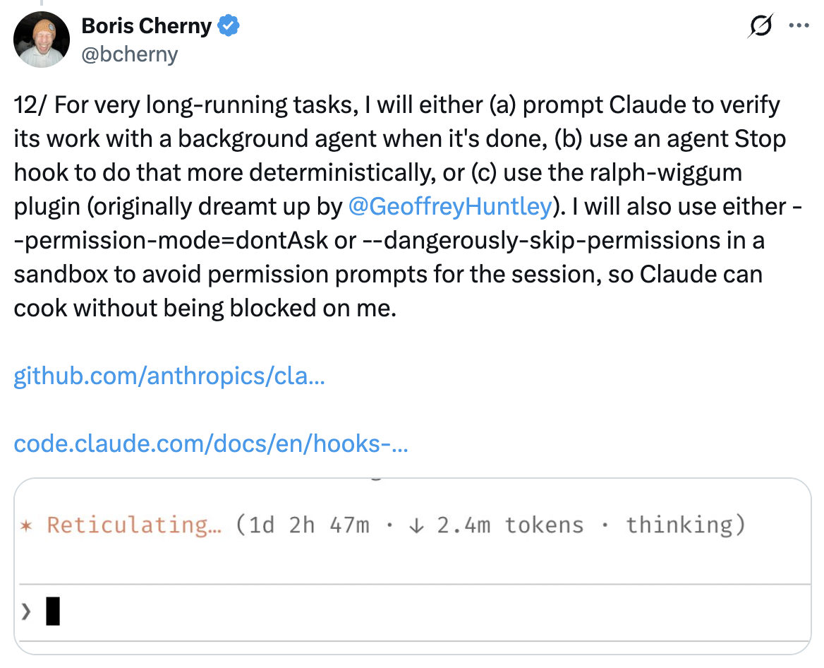 Long-running tasks verification