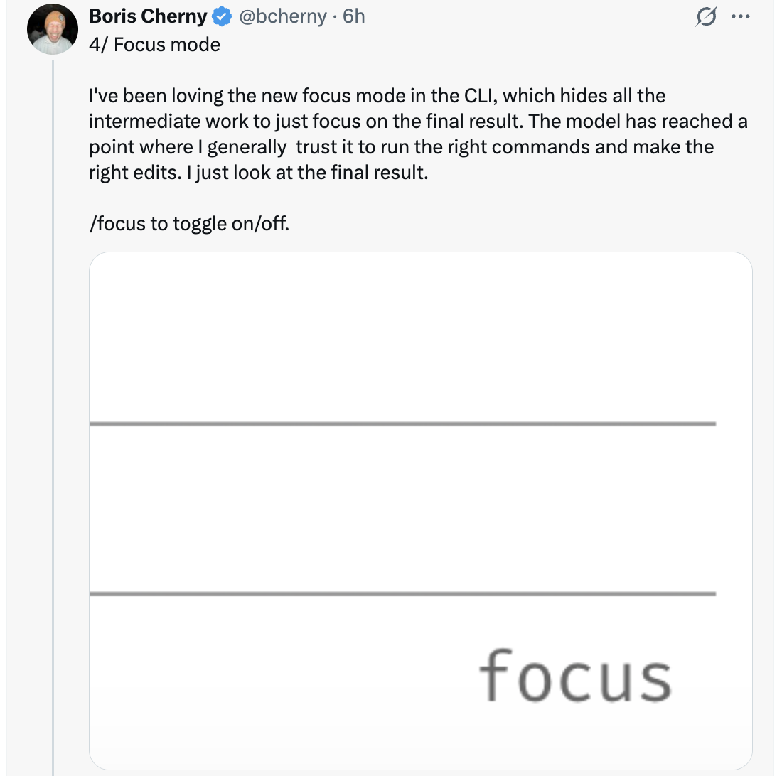 Boris Cherny on focus mode