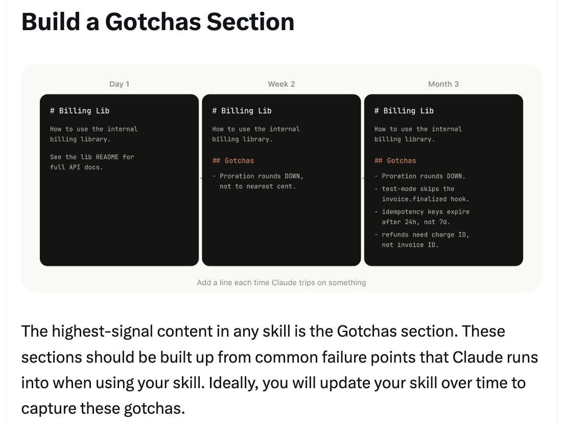 Build a Gotchas Section