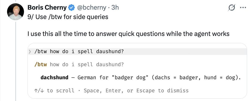 /btw for side queries