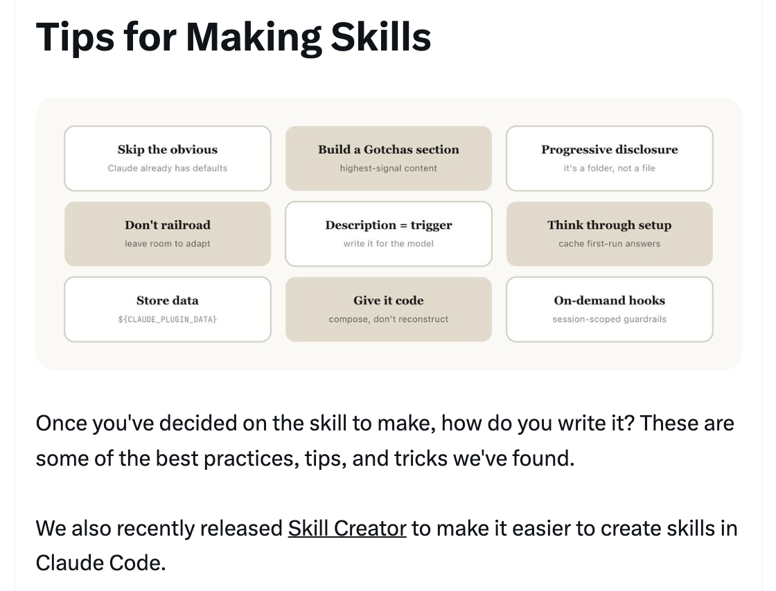 Tips for Making Skills grid