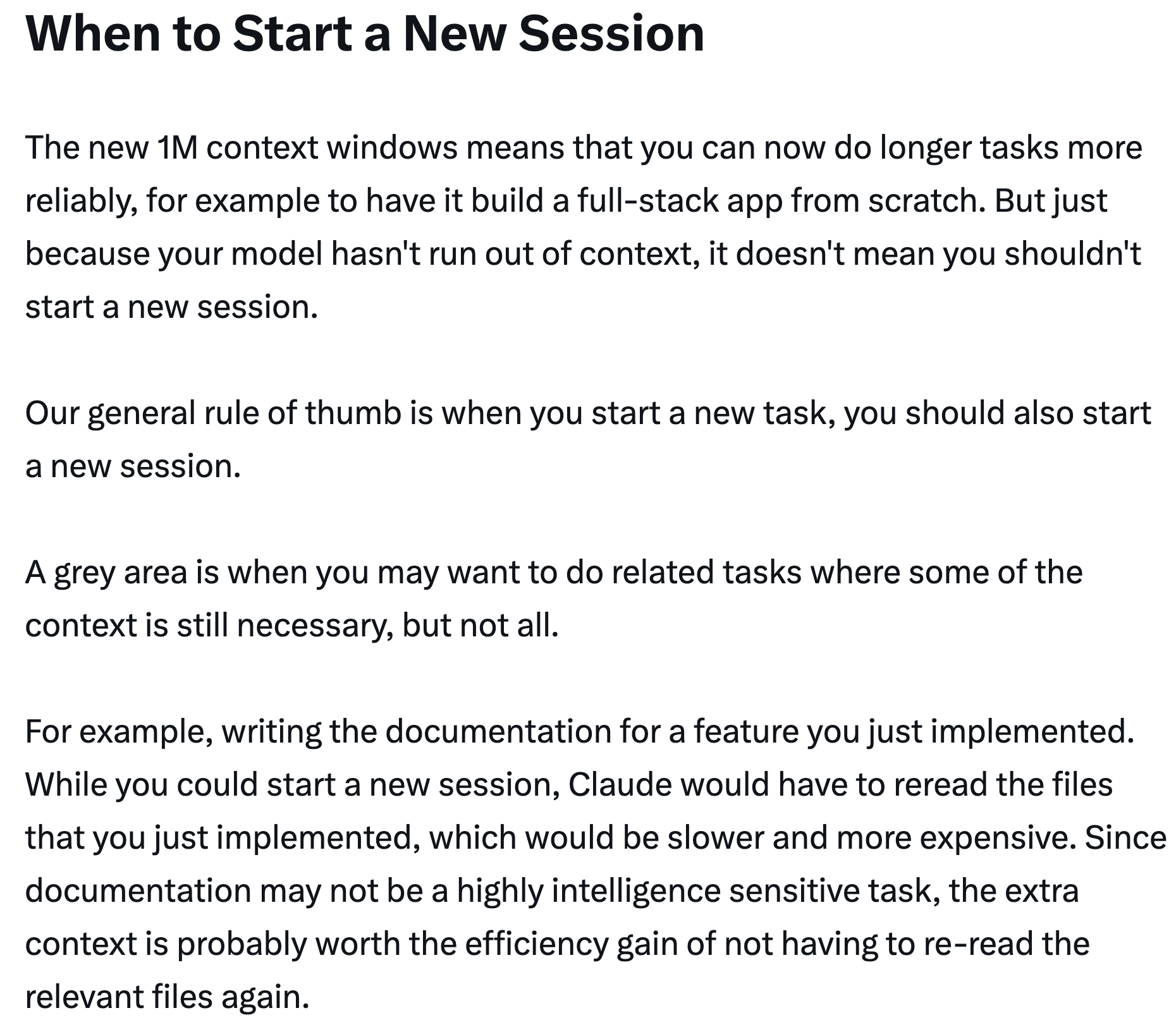 When to start a new session