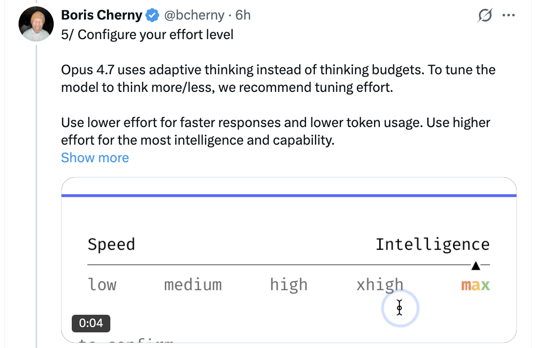 Boris Cherny on effort levels