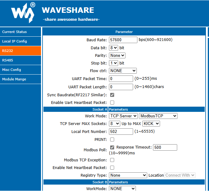 Waveshare configuration
