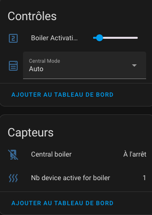 Boiler Control Entities