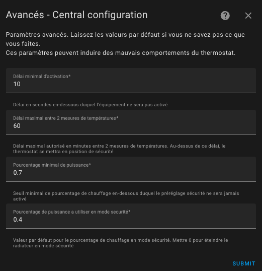 My settings