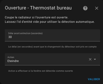 mode window capteur